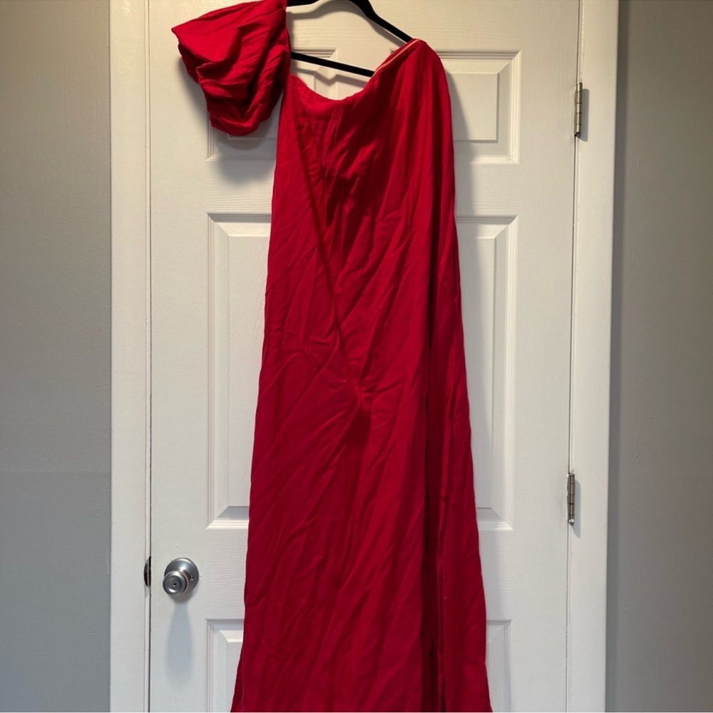 Free People Maxi Dress Red One-Shoulder Evening Gown